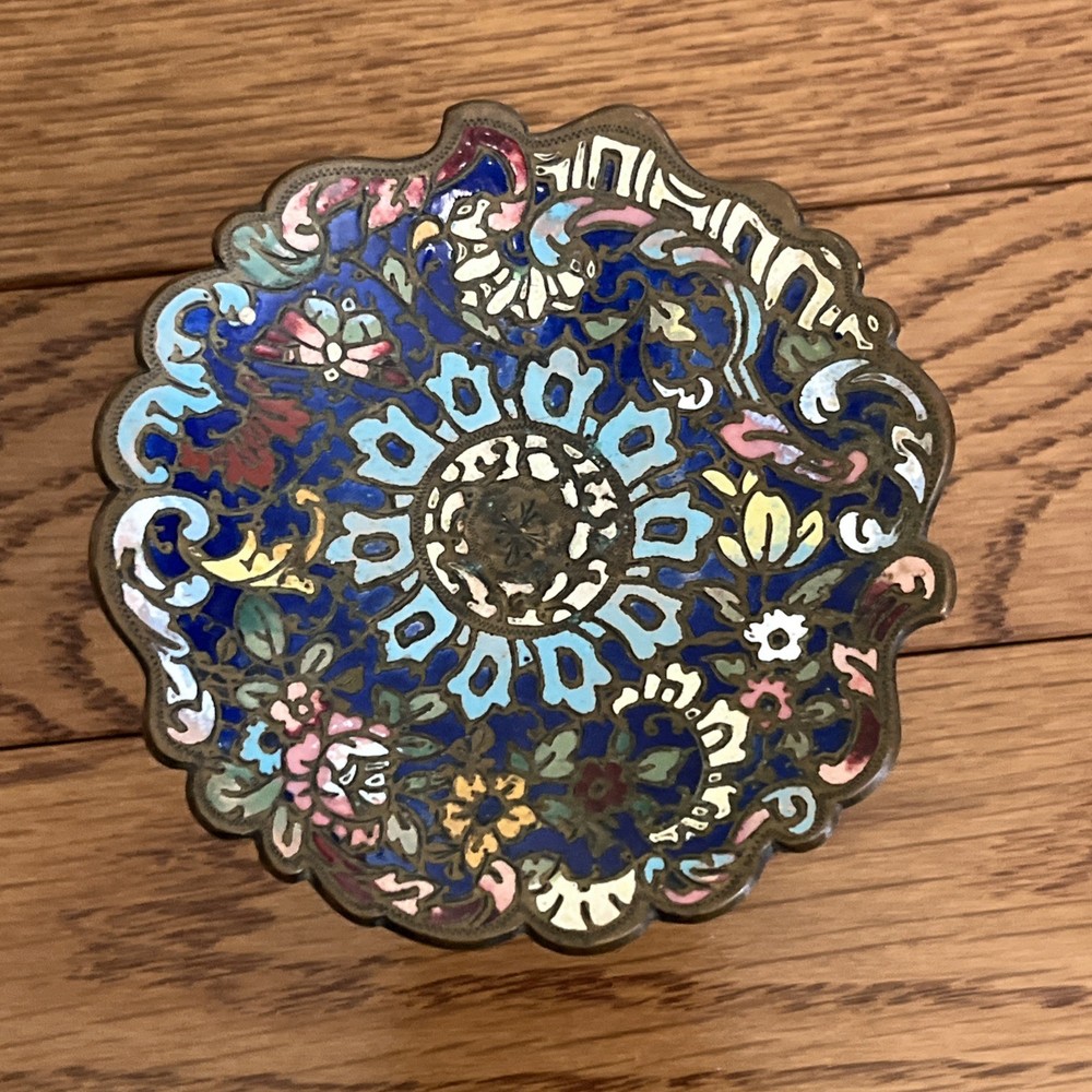 French Champleve Enamel Bronze Three Piece set