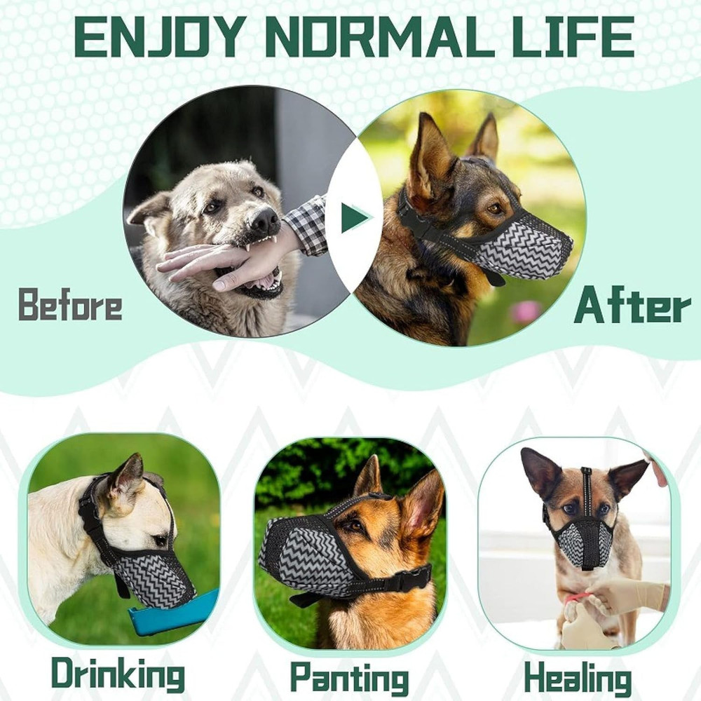 Dog Muzzle, Air Mesh Breathable Muzzle for Medium Large Sized Dogs Prevent Bitin
