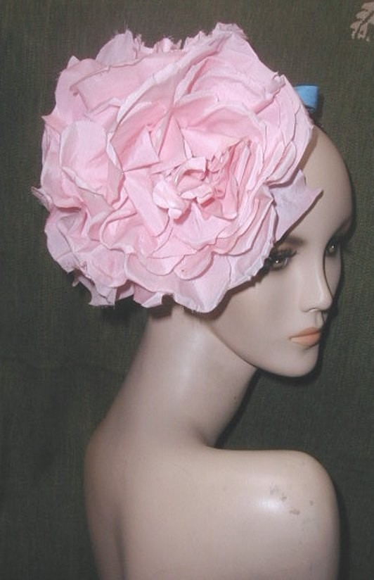 Vintage 1950's Christian DIOR Cocktail Hat w MASSIVE HUGE PINKS ROSES Paris NY