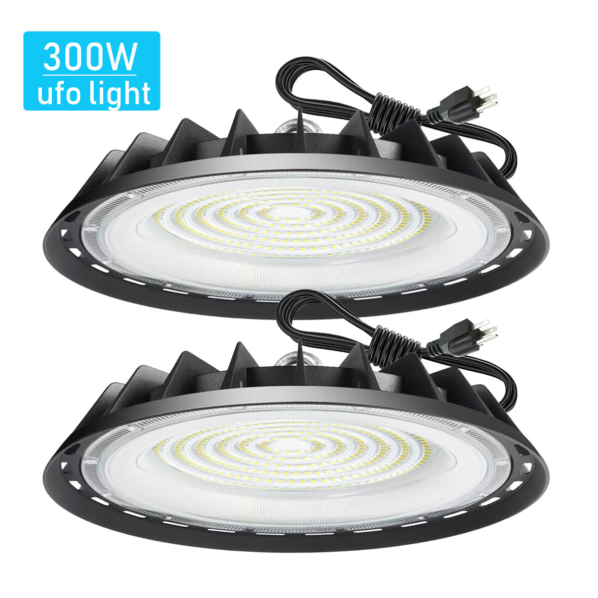 2 Pack 300W UFO Led High Bay Light Commercial Industrial Warehouse Light 90-277V