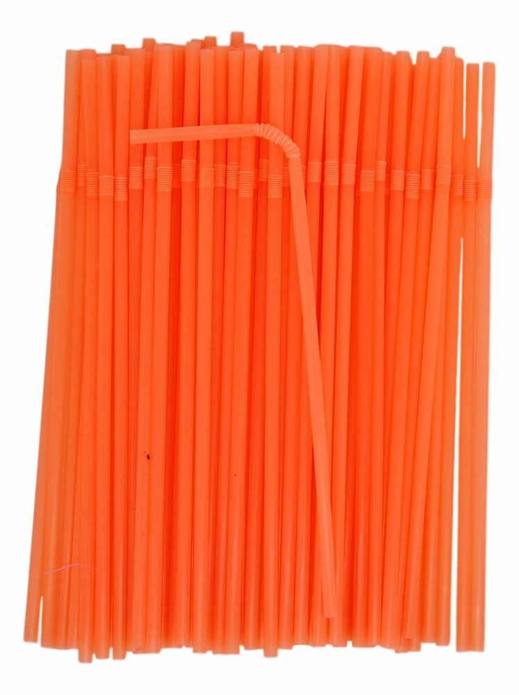 Flexible Plastic Drinking Straws (900 ct, Assorted Neon) Bendable Disposable