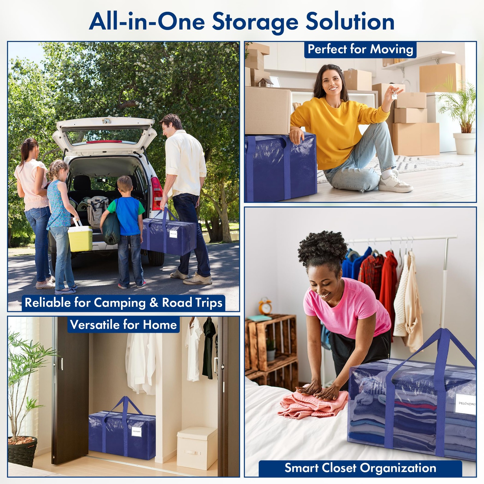 6 Pack Extra Heavy Duty Large Moving Bags with Strong Zipper & Comfortable Ha...