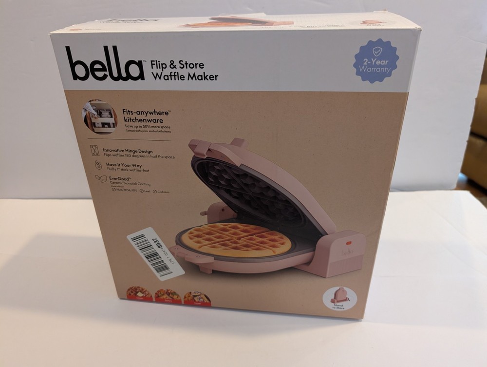 Bella Flip & Store Waffle Maker Ceramic Nonstick- Rose