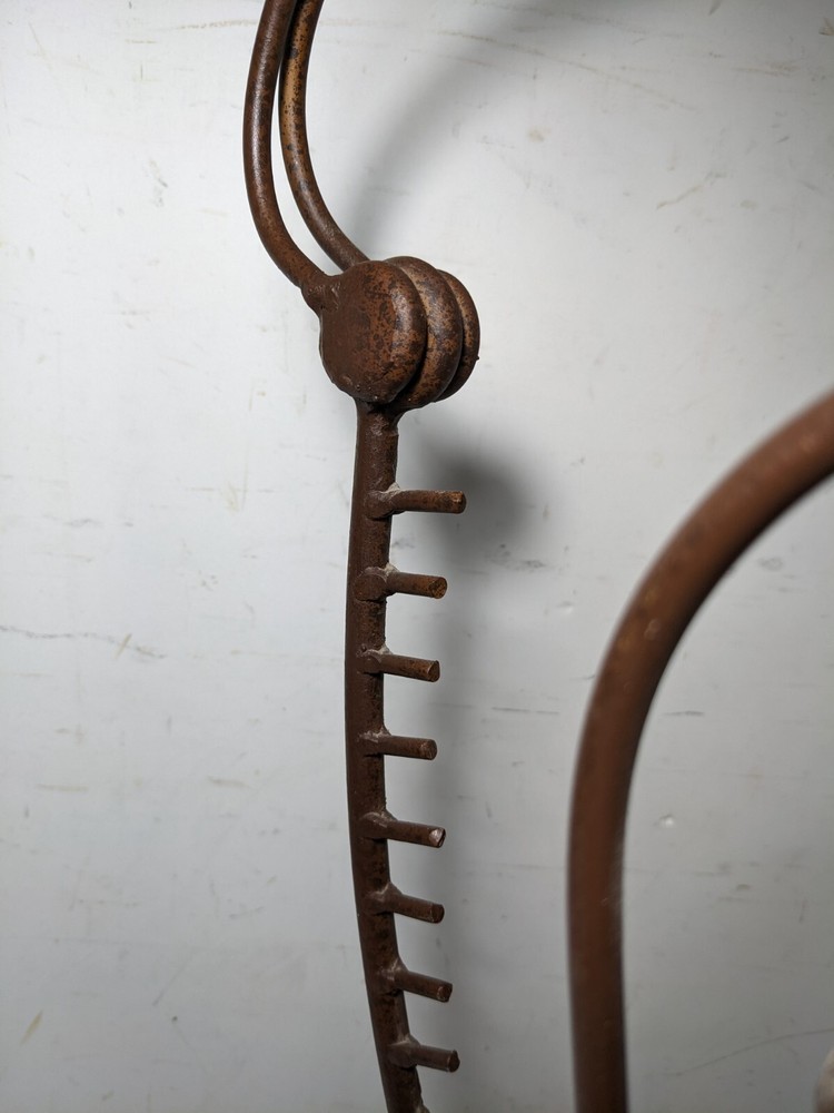 Vintage Rustic Wrought Iron Sculptural CD Storage Display Rack Stand Handle