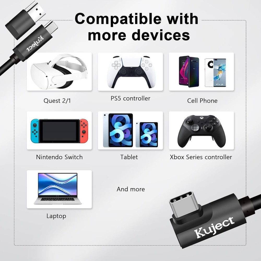 Durable 16FT USB 3.0 Type-C Cable for Oculus Quest/Pico 4 - Fast Data & Charging