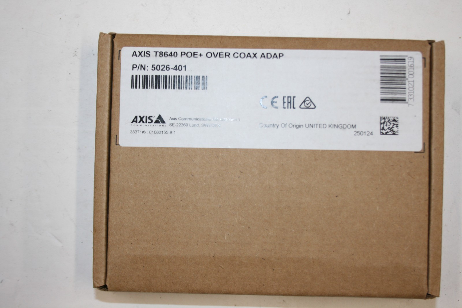 AXIS T8640 PoE+ Over Coax Adapter Kit | 5026-401 Brand New Open Box
