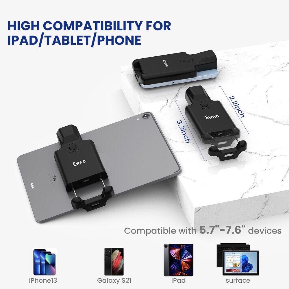 Eyoyo Wireless 1D 2D QR Code Barcode Scanner for IPad iPhone Android Phones PC