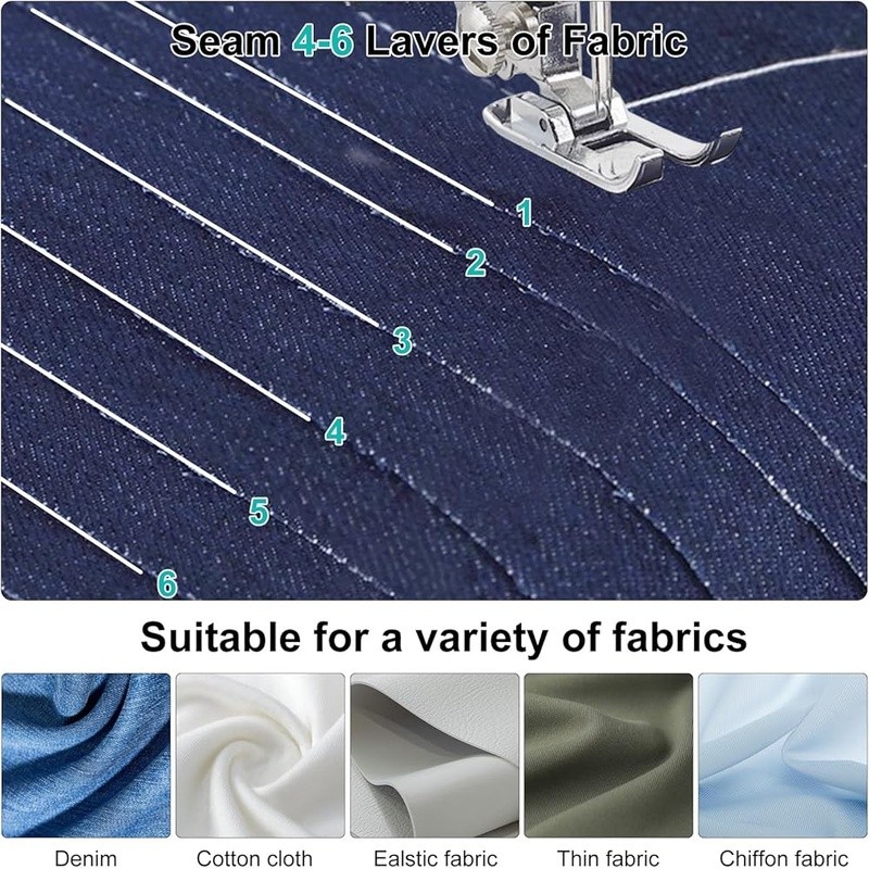 Double Needle Sewing Machine 16 Stitches Reverse LED Light Sewing Accessories US