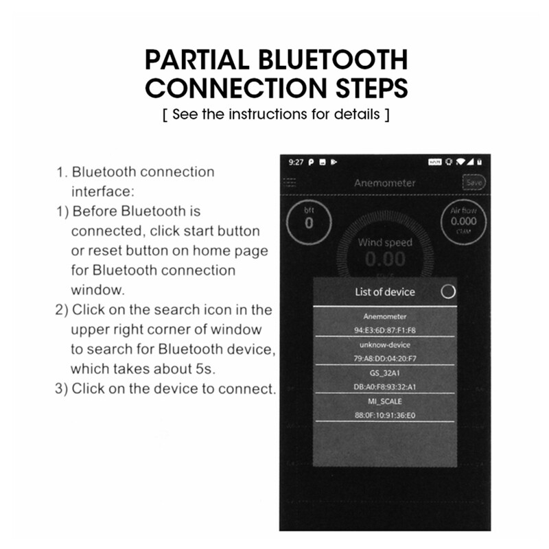 Anemometer Air Velocity Wind Speed Temperature Test Meter 2in1 USB Bluetooth App