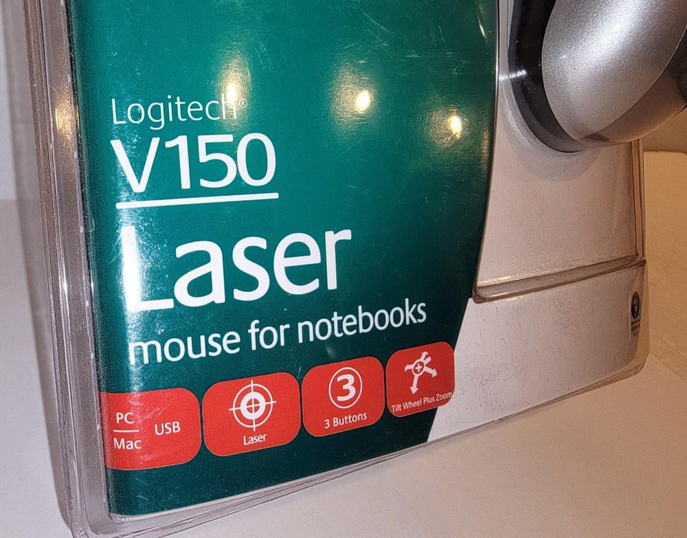 (New Sealed) LOGITECH V150 Laser Mouse Notebook 3 Button Scroll Wheel USB PC MAC