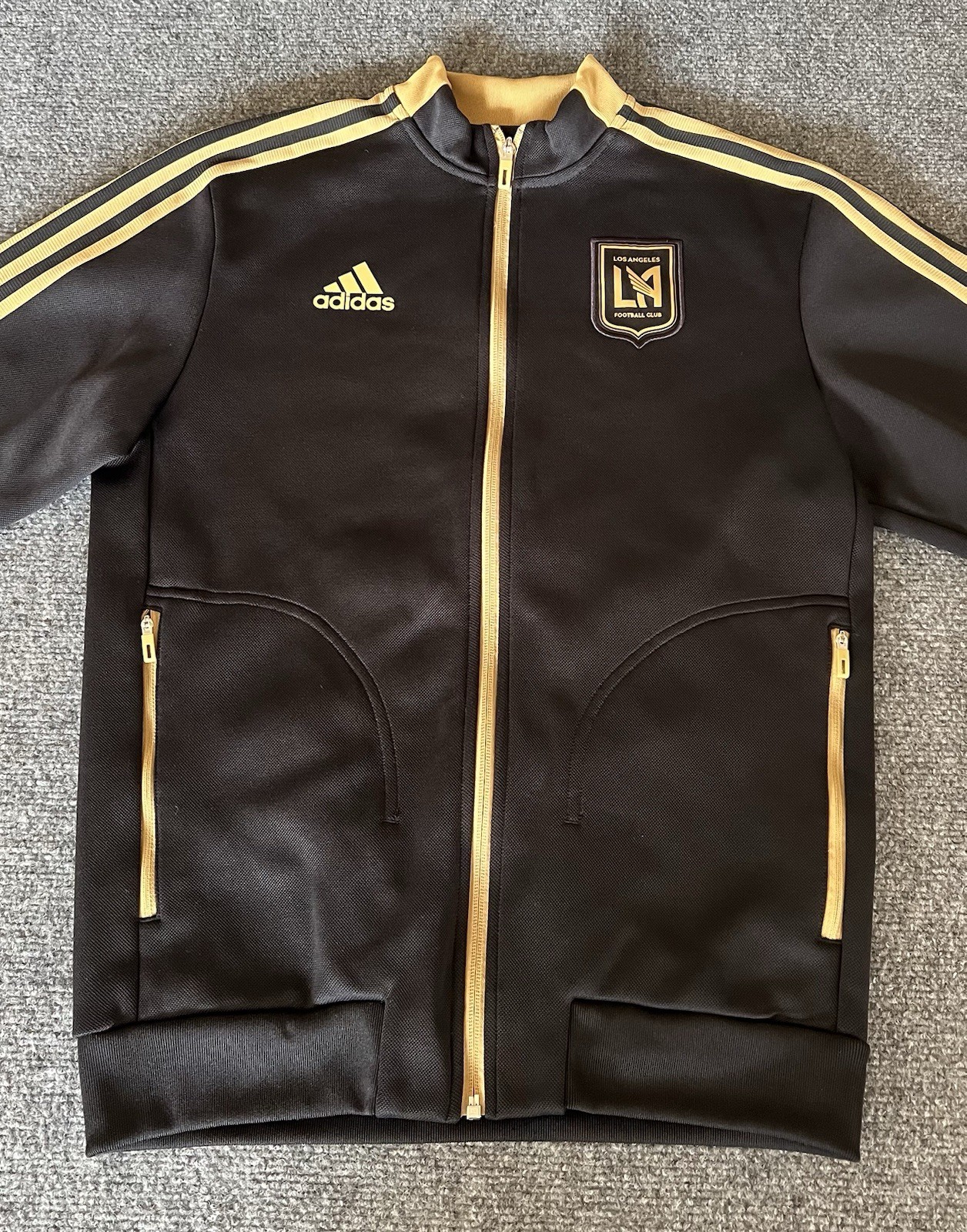 Los Angeles Football Club Mens Small Adidas Track Jacket Full Zip Black Gold