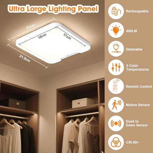 Rechargeable Ceiling Light with Motion Sensor & Remote, 3 Color 1 Pack