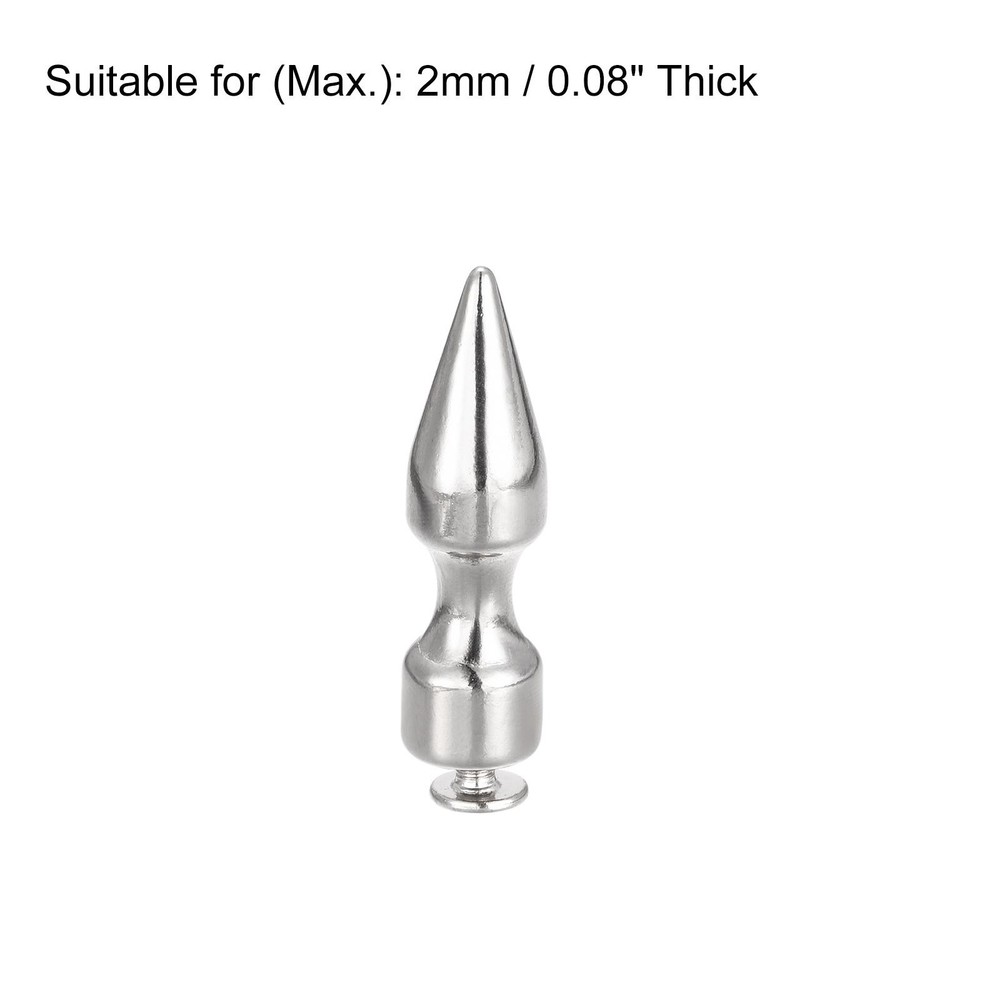 10x35mm Screw Back Rivets, 10 Sets Solid Leather Studs for DIY Silver Tone