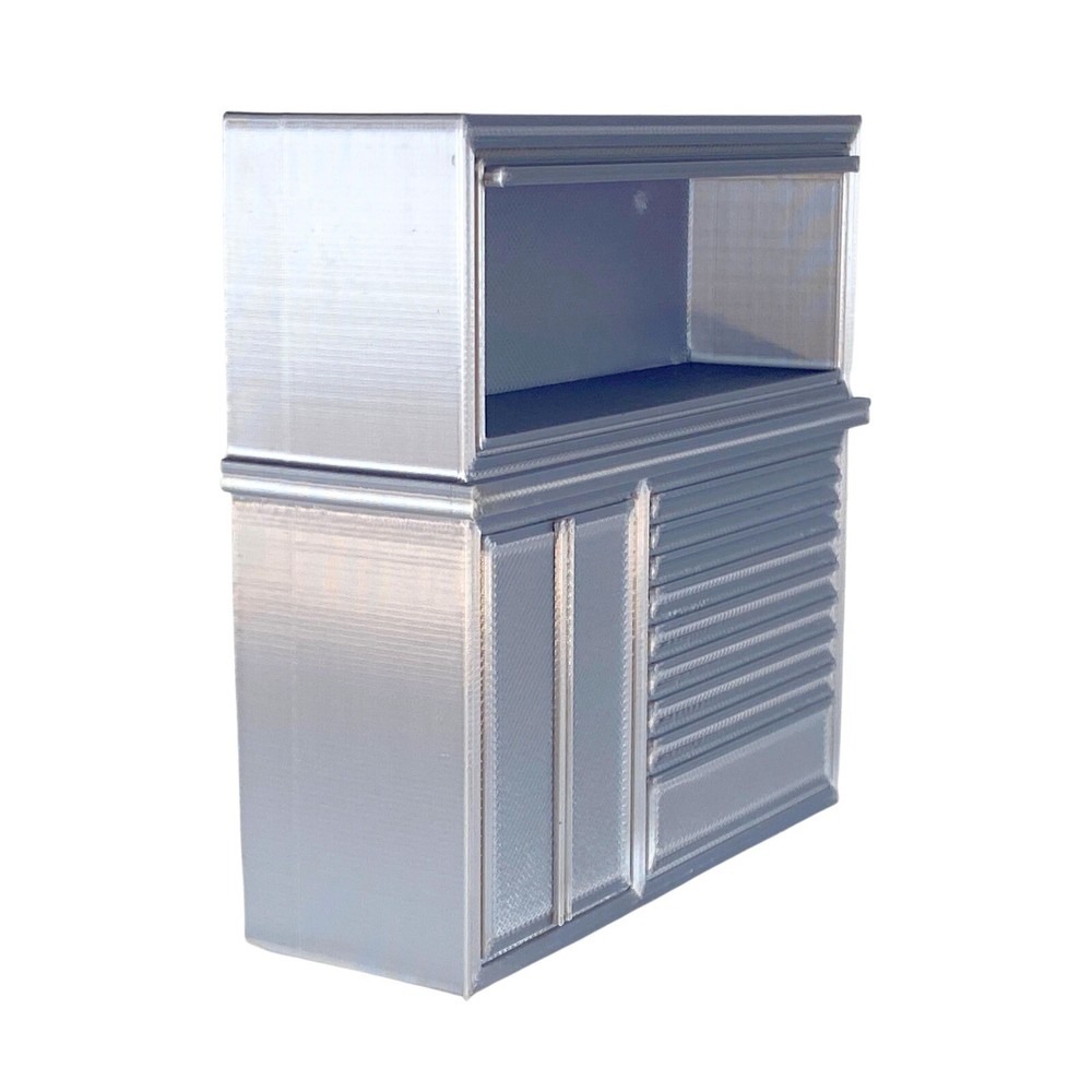 1/18 Garage Open Front Workstation Toolbox Scale Diorama Accessory (Silver)