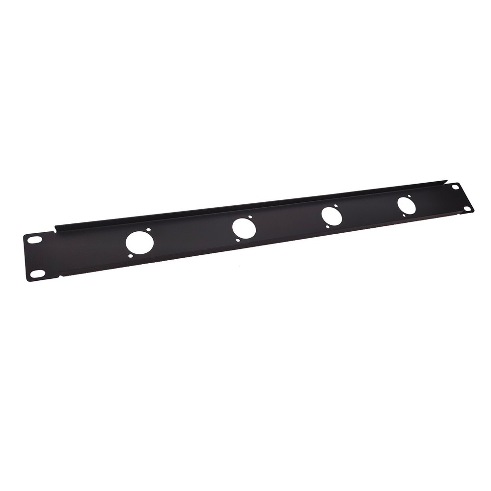 1U 19" Single Space Black Rack Case Panel w/ 4 XLR Cutouts