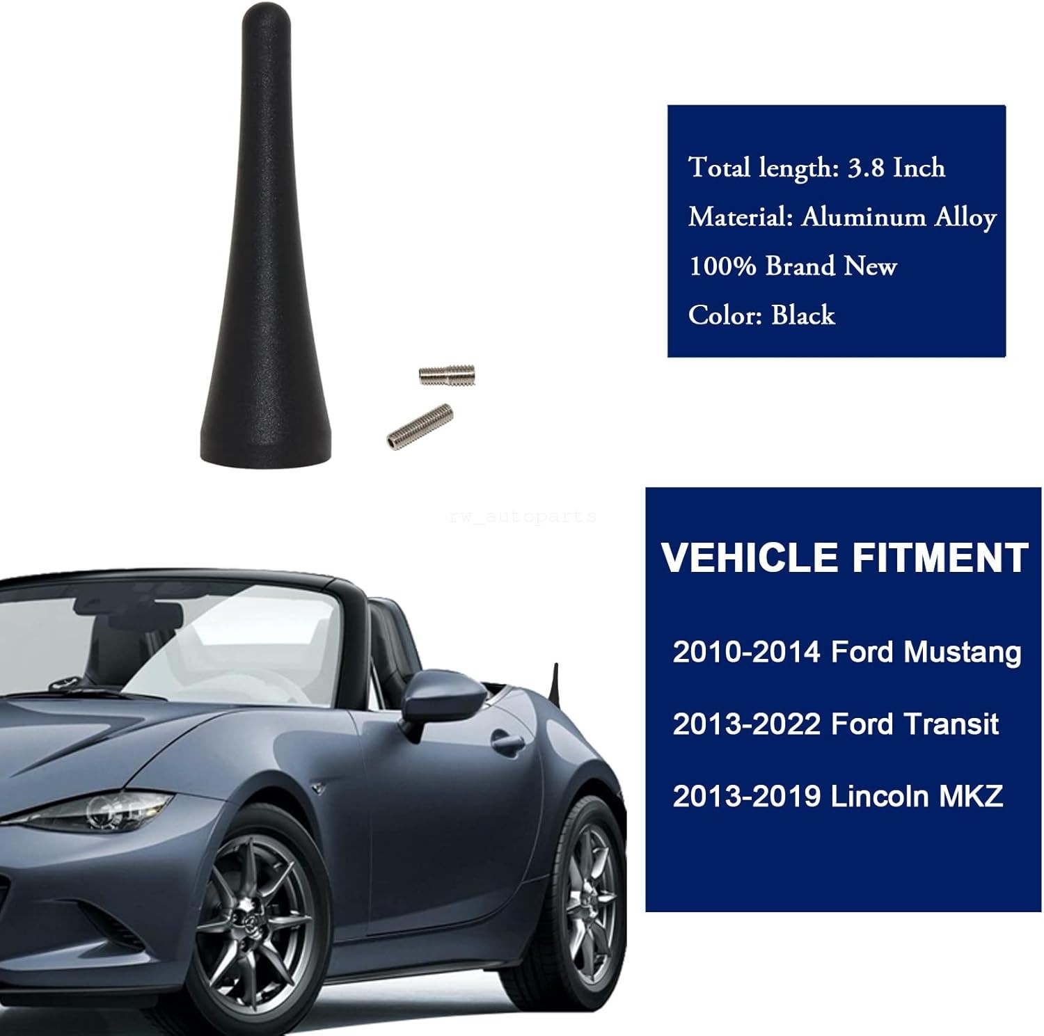 For 2010-2014 Ford Mustang 3.8 inch AM/FM Radio Stubby Aerial Short Antenna Mast