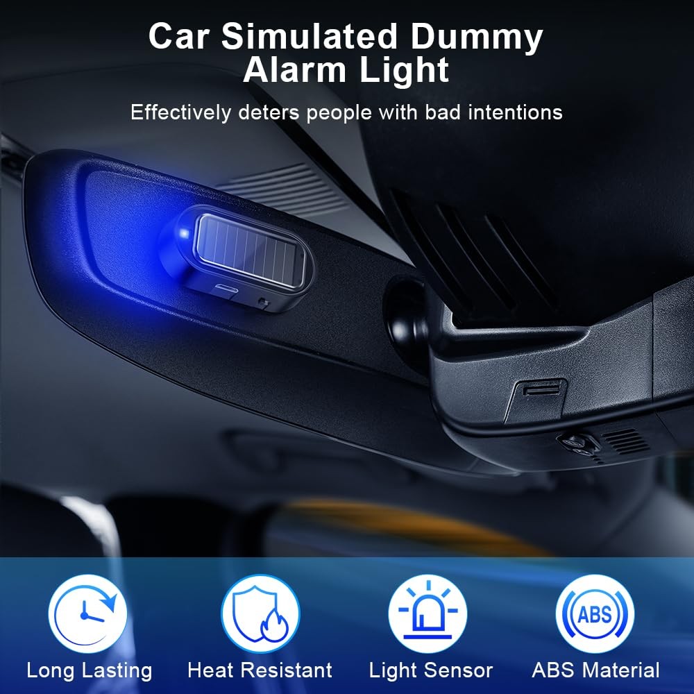Car Solar Power Dummy Alarm AntiTheft LED Flashing Security Light, 4PCS