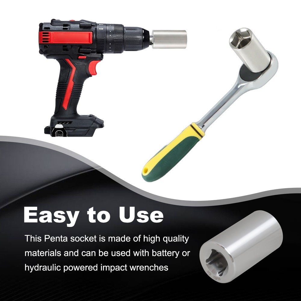 13/16" Penta Socket W/ 1/2" Drive Socket Tool for Pentagonal Nuts and Bolts