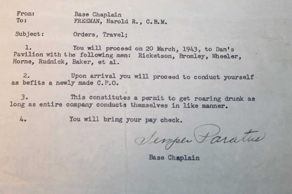 Original WW2 United States Coast Guard Serviceman's Orders Document, 1943 d.