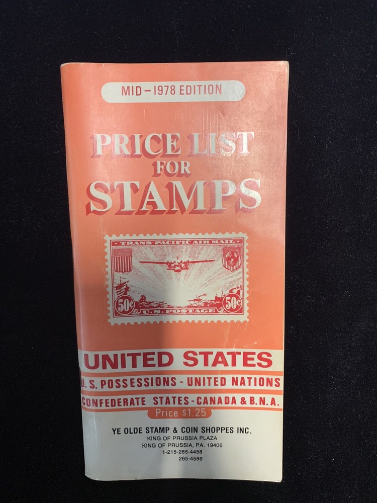 Vintage Price List for Stamps, United States US Possessions Canada+1978 Edition