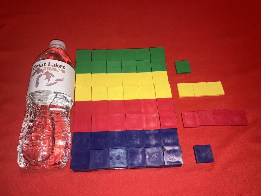 Square Plastic Color Tiles Set / 200 Educational Tool Mathematics Multiplication