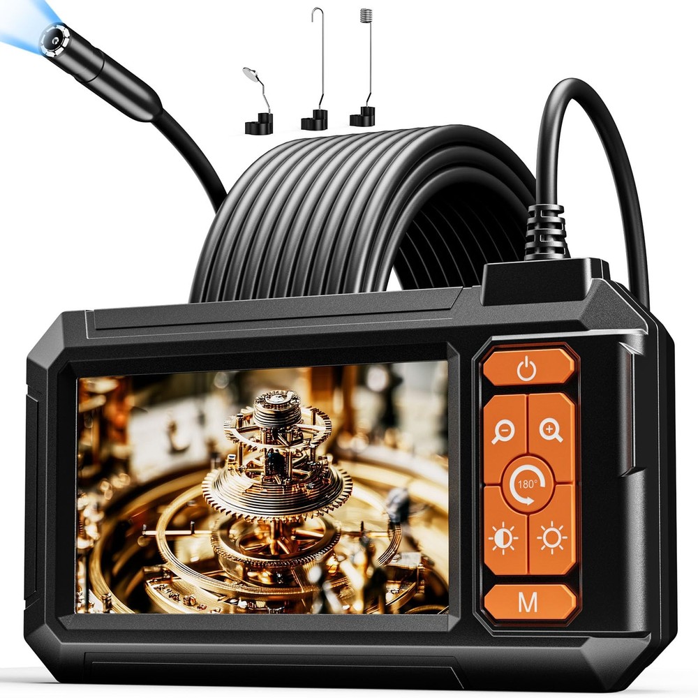 Endoscope Camera with Light,Borescope Cameras 4.3" IPS 1920P HD black