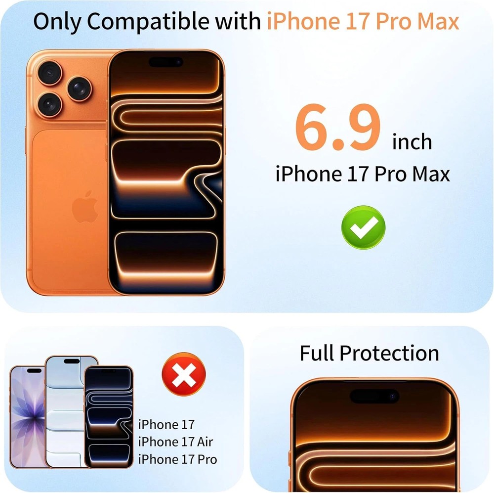 2 Pack Mirror Screen Protector for Iphone 17 Pro Max Privacy Tempered Glass Mirr