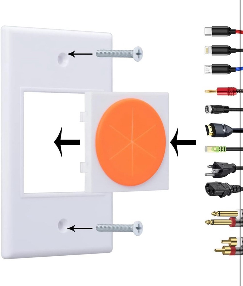 12 Pack Cable Pass Through Wall Plate Round Silicone with Mounting Bracket