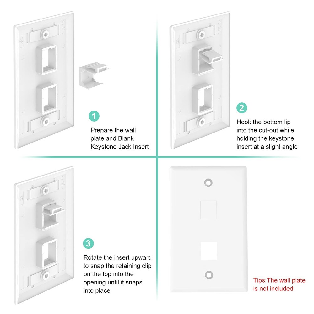 Blank Keystone Jack Inserts Keystone Jack for Keystone Wall Plate and Patch P...