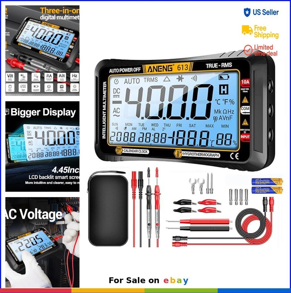 Digital Multimeter 4000 Counts Auto Ranging TRMS AC DC Voltage Current Tester