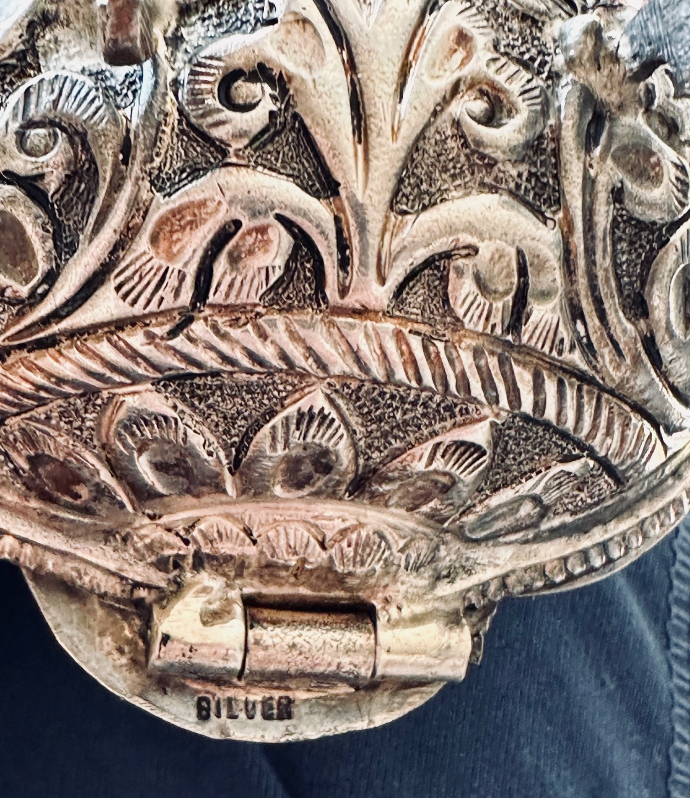 Antique Silver 700 Indian Spice Box /Container Shaped as a Sitar/Stamped