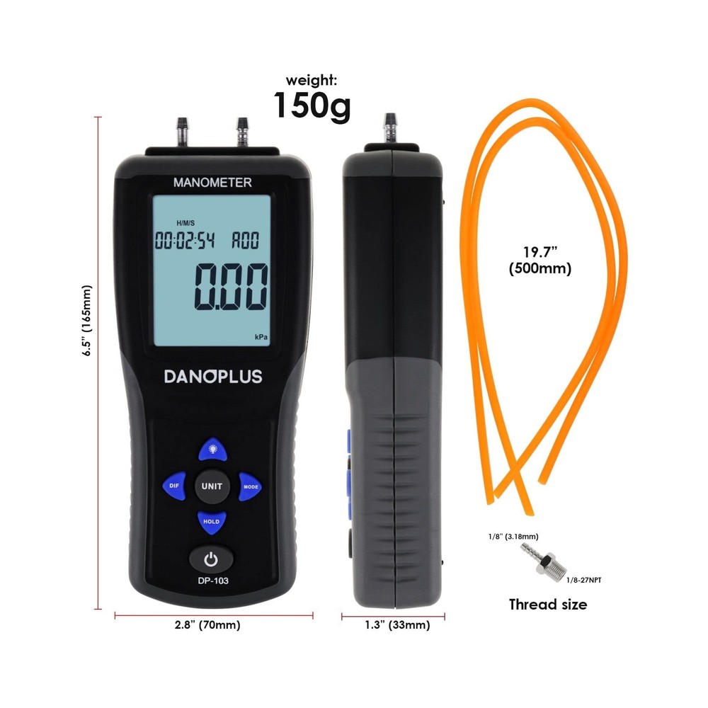 Manometer Digital Manometer Gas Pressure Tester Professional 12 Selectable Un...