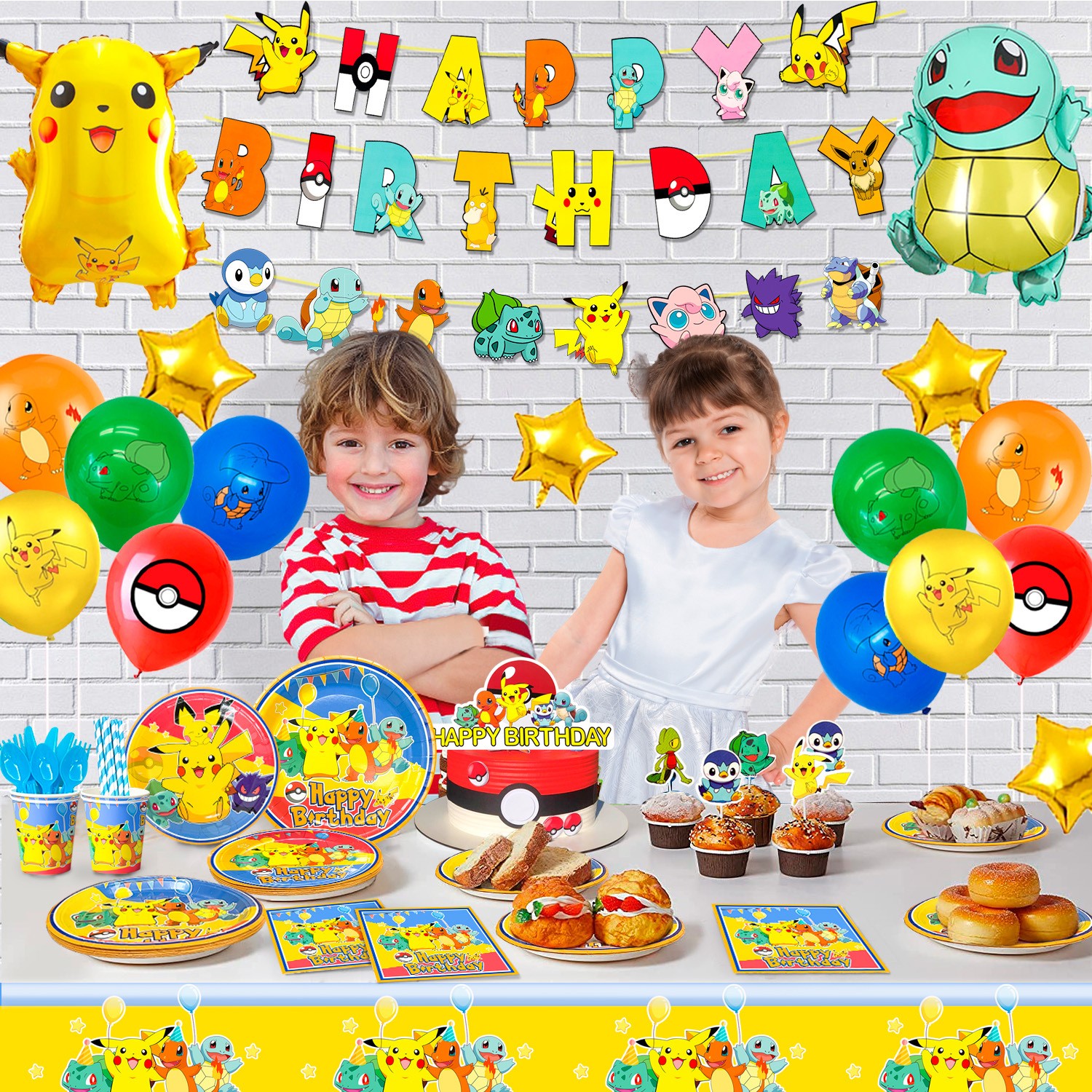 Pokemon Party Decorations Pokemon Birthday Supplies Tableware Plates Balloons