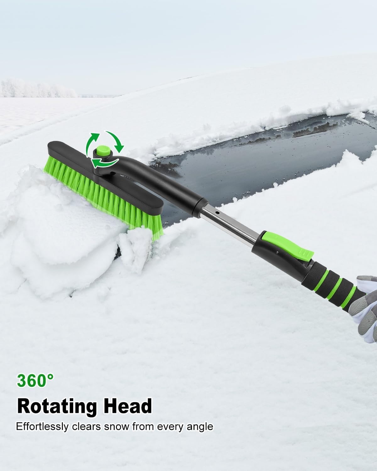 Ice Scraper with Snow Brush for Car Windshield, Upgraded Extendable Snow Brus...