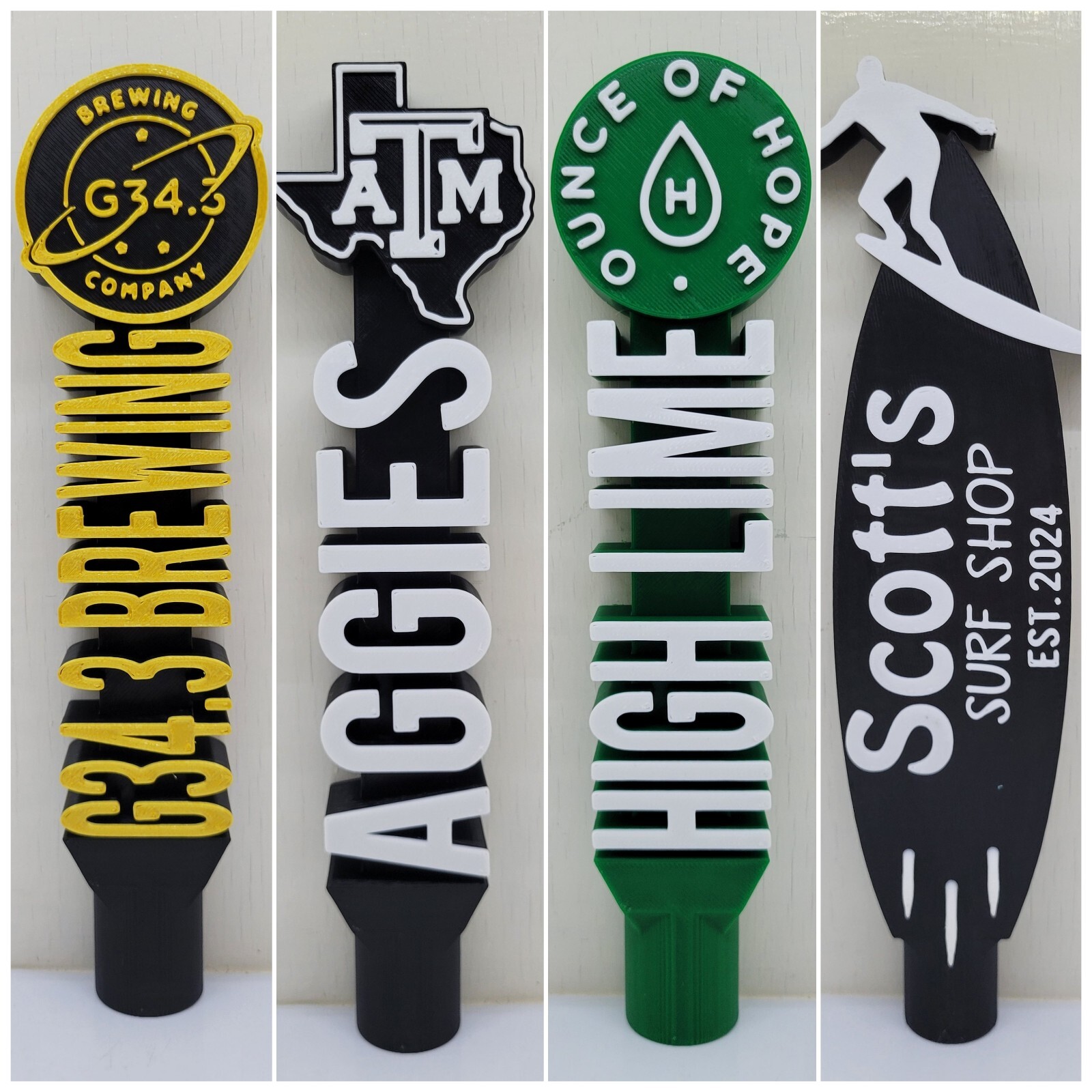 Custom Beer Tap Handles 3D Printed Personalized Keg Taps Custom Tap Bar Handles