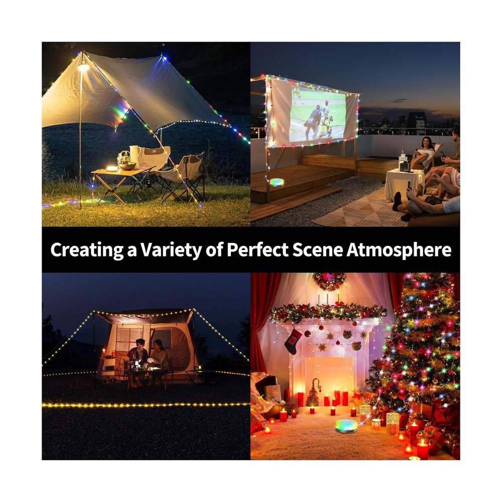 Camping String Lights, 4000mAh Rechargeable Tent Lights String with... Fast Ship