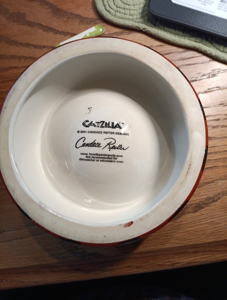 Catzilla Ceramic Cat Dish by Candice Reiter