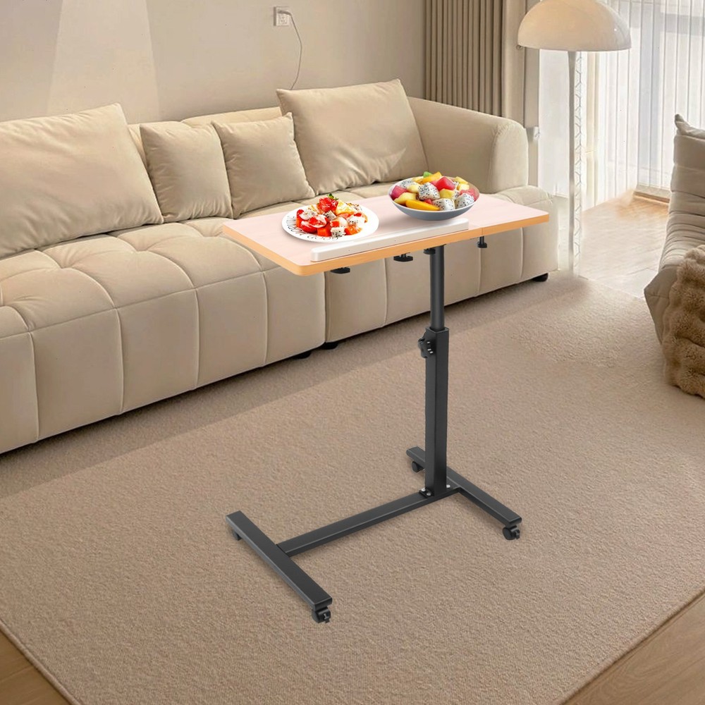 Adjustable Rolling Laptop Desk Mobile Computer Stand Bed Side Table Office Desk