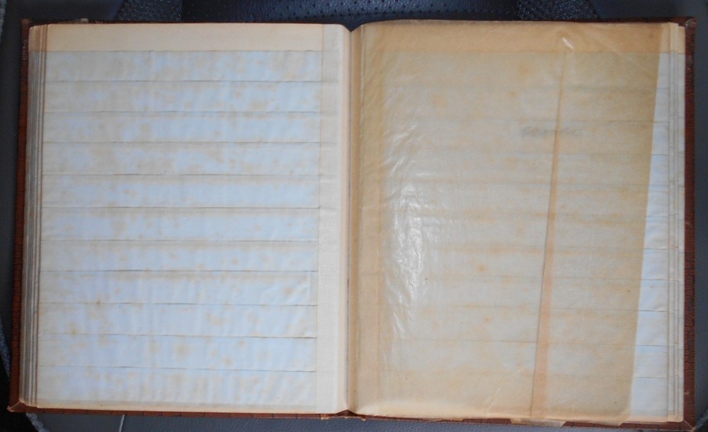 Brown stockbook; 12 /2 pages each with 11 pockets [total 264 pockets]