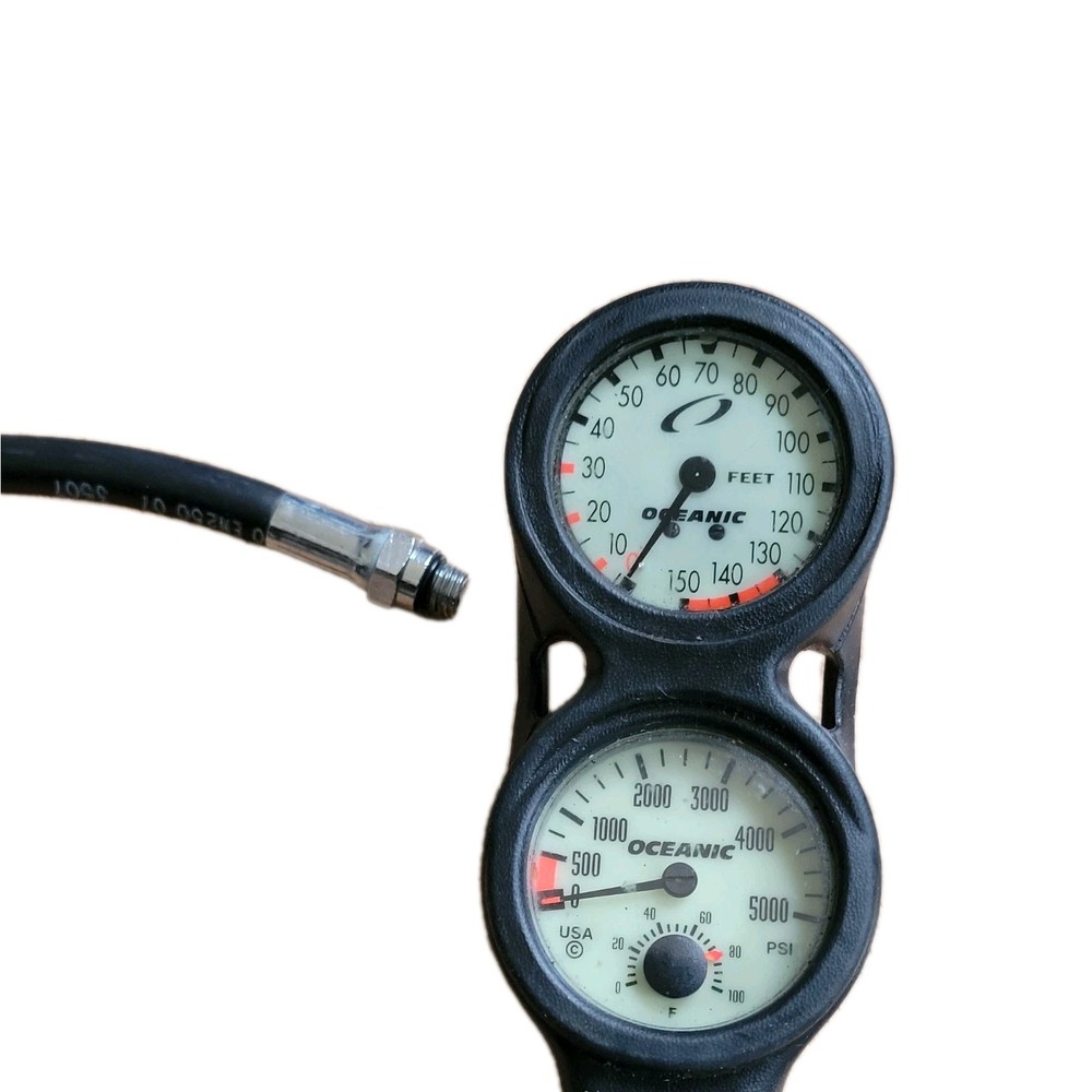 Oceanic 3 Gauge Scuba Dive Depth, Compass - Used