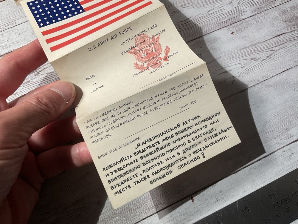 ORIGINAL MINTY WWII 15TH AIR FORCE PAPER BLOOD CHIT