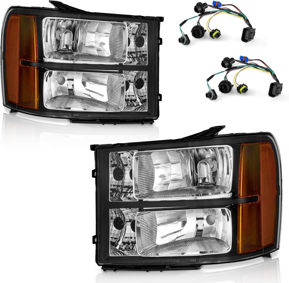 GMC Sierra Headlights Black 2007-2013