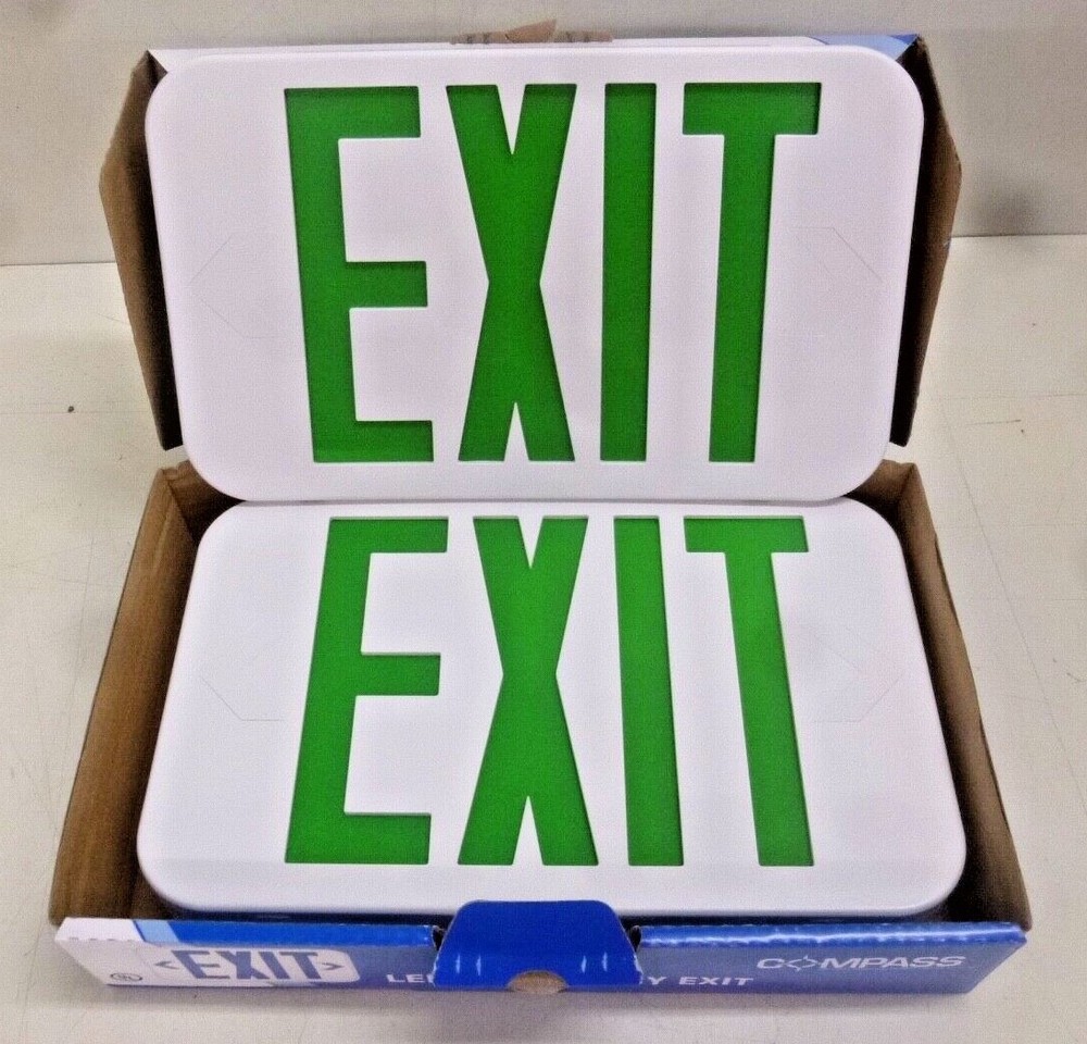 NEW! COMPASS, CEG HUBBELL LIGHTING COMPASS Exit Sign/ Battery