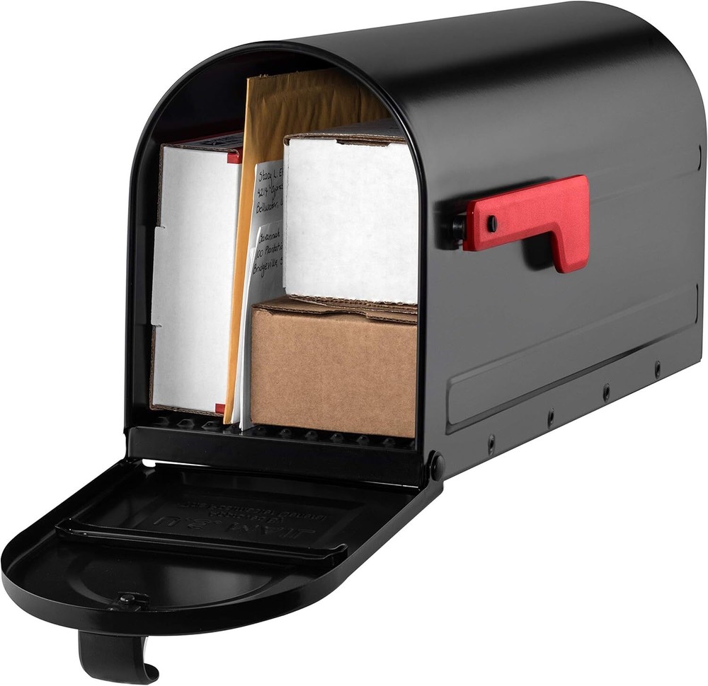 Mounted Mailbox and Floor Post Kit, Medium, Black