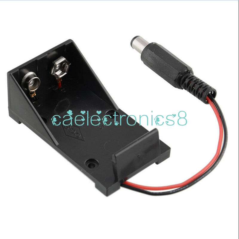 2PCS 9V Battery Holder Box Case Wire Plug 5.5*2.1mm