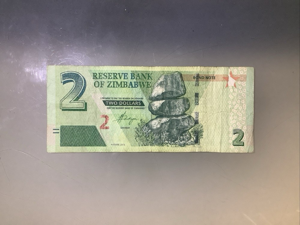 Zimbabwe 2 Dollars Bond Note 2016 Circulated
