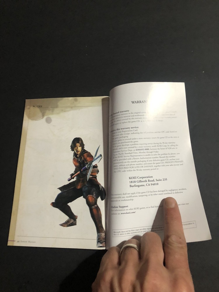 Samurai warriors Xbox Manual Only
