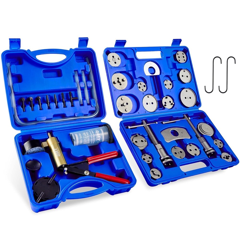 All-in-One Brake Tool Kit: Caliper Compression & Bleeder, 18 Adapters