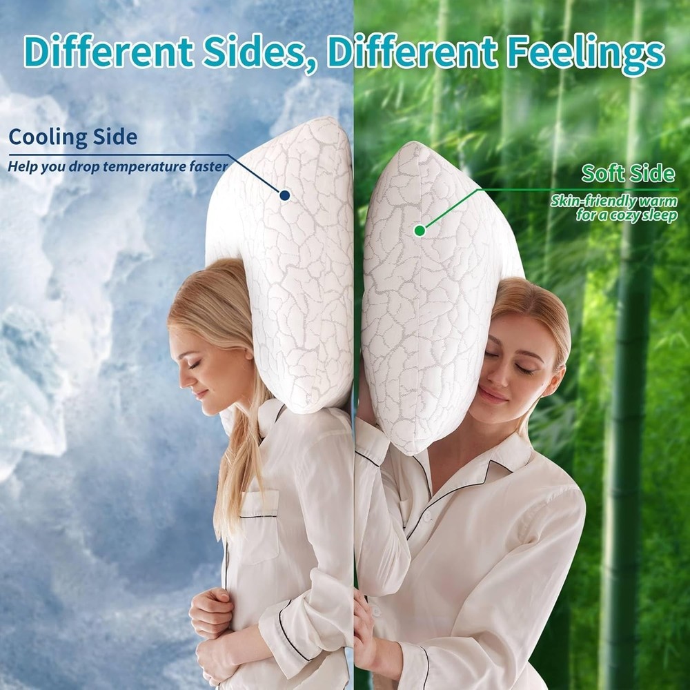 Cooling Pillows for Sleeping 2 Pack, Adjustable Shredded Memory Foam Pillows ...