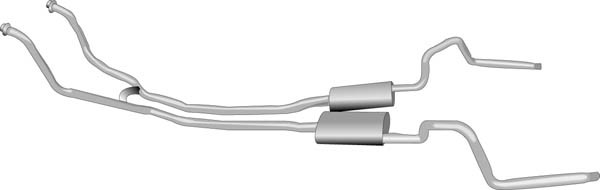 New 1965-1970 Mustang Dual Exhaust System Full Kit Standard H-pipe 2" 289 302 V8